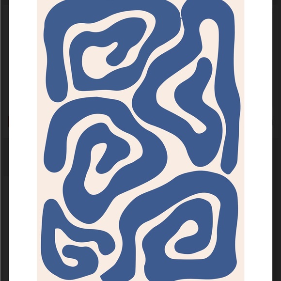 Abstract Blue Tan Minimalist Digital Wall Art Print - Picture 3 of 3